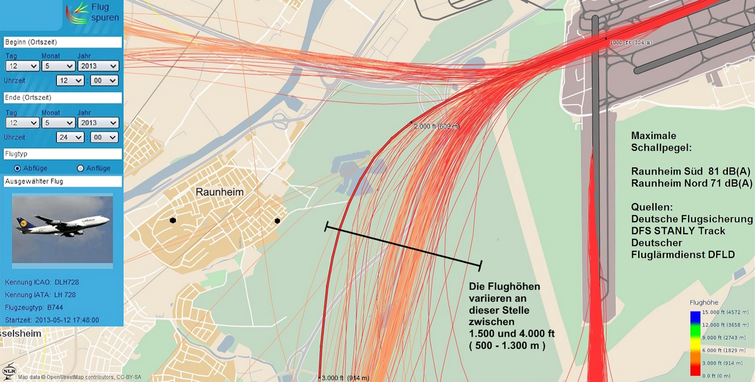 Flugspuren S�dumfliegung