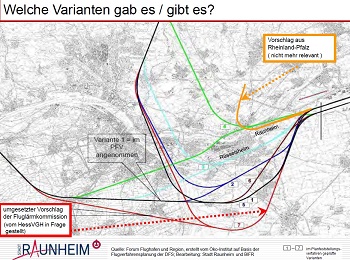 Karte 'Varianten S�dumfliegung'